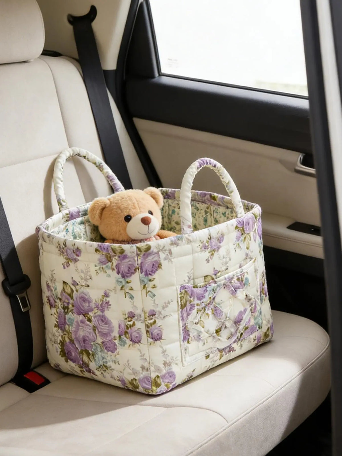 Floral Pattern Flower Fabric Storage Tote Basket, Portable Underwear Organizer, Organizing Baskets, Home Organization for Kitchen Bathroom Bedroom Living Room Office, Decorative Storage Basket