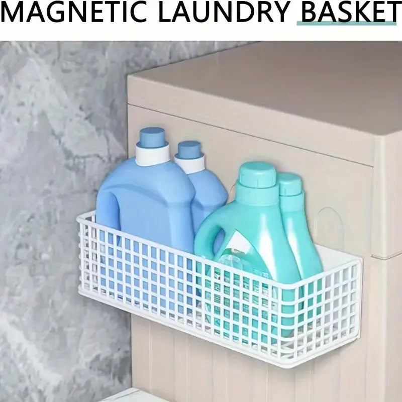 Large Magnetic Iron Large Storage Basket for Refrigerators, Microwaves & Washing Machines - Versatile Kitchen Organizer with Hollow Design, Pantry Organizer, Organizing Baskets