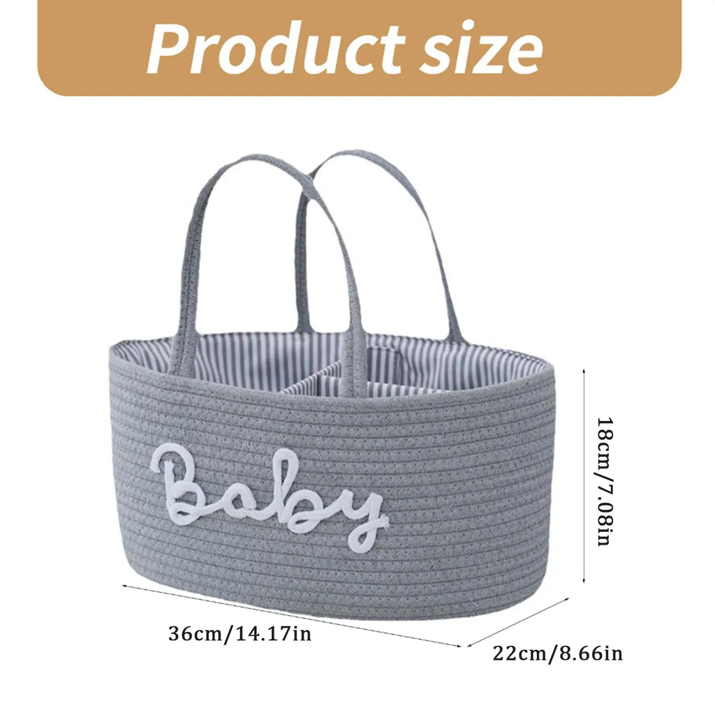 Baby Diaper Storage Basket, Toy Organizer Bin, Woven Compartment Detachable Portable, Nursery Essentials, Baby Care Accessories, Playroom Kidsroom Organizer, Removable Basket, Nursery Baskets, Storage for Organizing