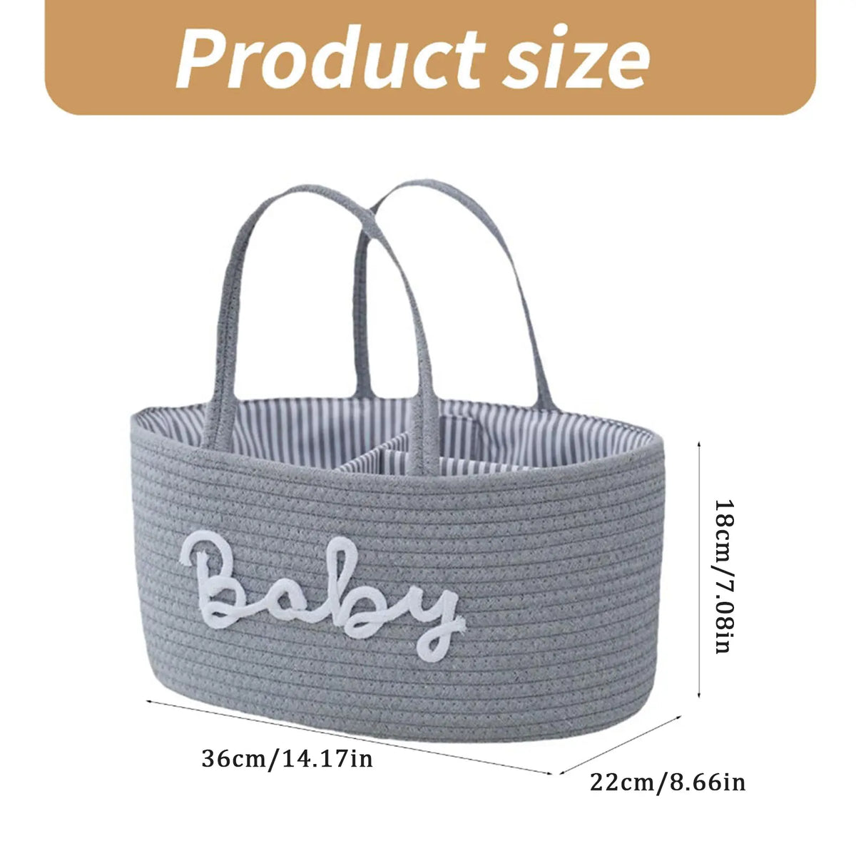 Baby Diaper Storage Basket, Toy Organizer Bin, Woven Compartment Detachable Portable, Nursery Essentials, Baby Care Accessories, Playroom Kidsroom Organizer, Removable Basket, Nursery Baskets, Storage for Organizing