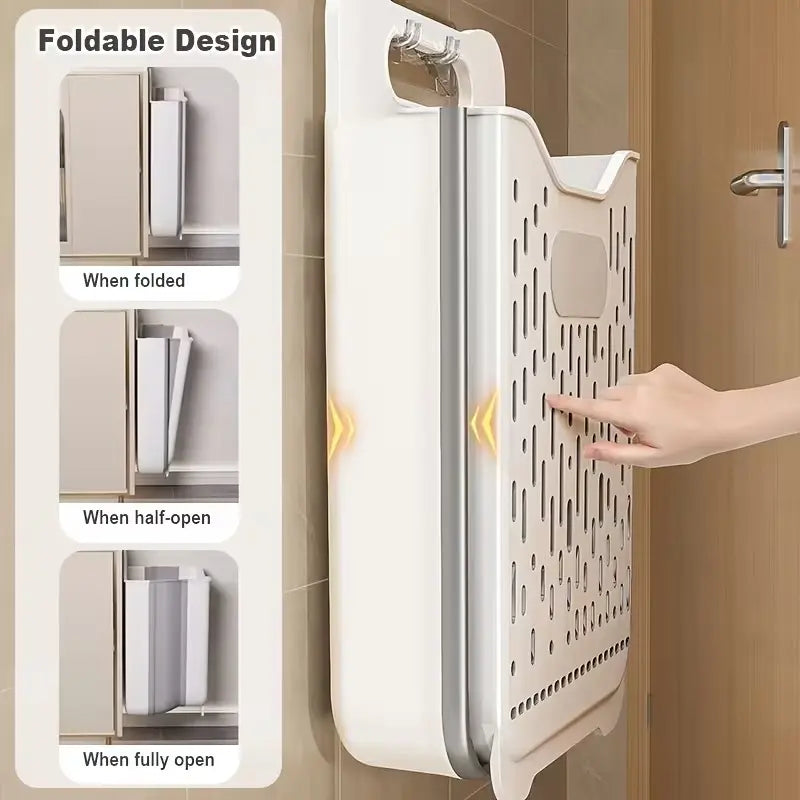 1 foldable storage basket, Collapsible baskets, wall-mounted extendable storage basket that saves space and is convenient to carry, it can be hung on the wall or placed on the floor, used to store clothes, toys, bathroom accessories
