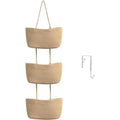 3-Tier Woven Cotton Door-Hanging Storage Basket Set - Compact French Country Home Organizer, Fast Install Use, Clutter Stays Put, Ideal for Busy Parents' Nursery Diapers & Toys (Nursery Decor)