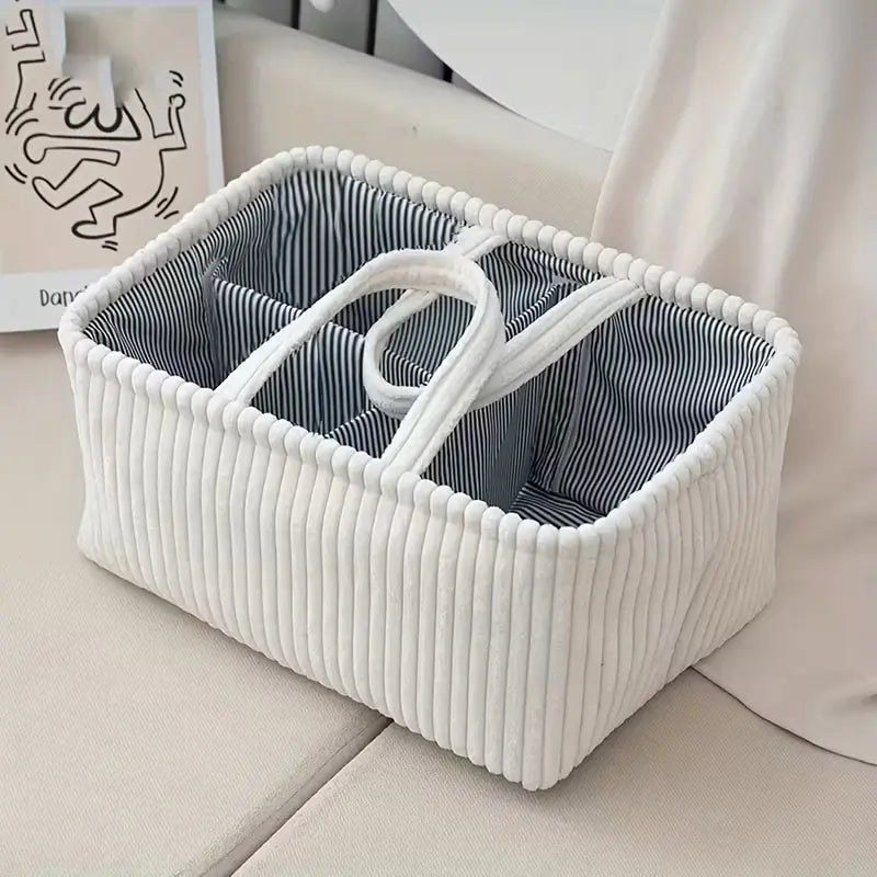 Multi-Functional Storage Basket, Mommy Bag Diaper Organizer, Large Capacity Compartmented Design for Baby & Mother Essentials