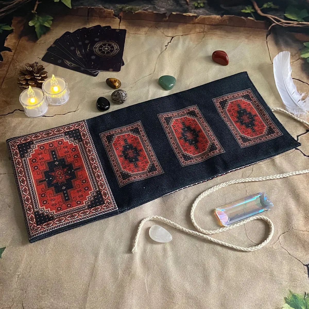 1PC Bohemian-style storage bag, Tarot card storage bag, for Tarot enthusiasts to store cards, polyester creative storage items Organiser, altar astrology ceremony decoration, Organized Storage, Organization Pouch, Storage Pouches