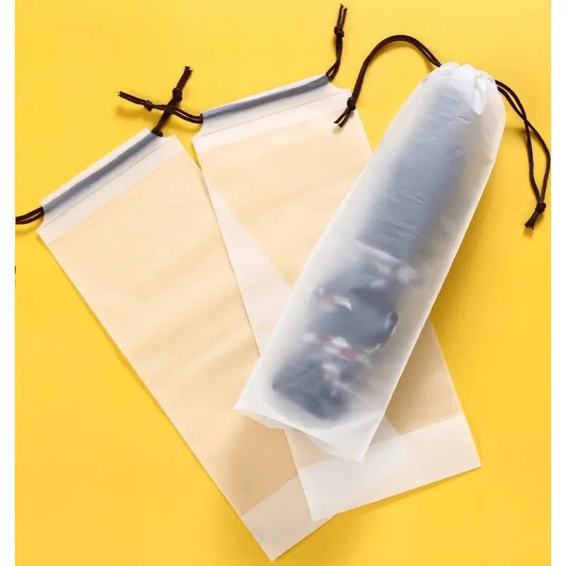 Plastic Bag Matte Translucent Umbrella Storage Bag Reusable Portable Umbrella Drawstring Storage Cover Home Storage Organizer Durable Plastic Organizers