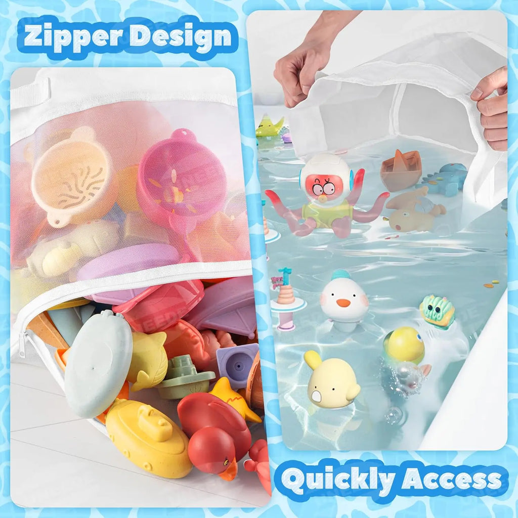 UNEEDE Mesh Bath Toy Organizer - 4 Gal Fine Mesh Basket Home Organizers, Quick-Access Quick-Dry Bathtub Holder for Babies, Shower Caddy
