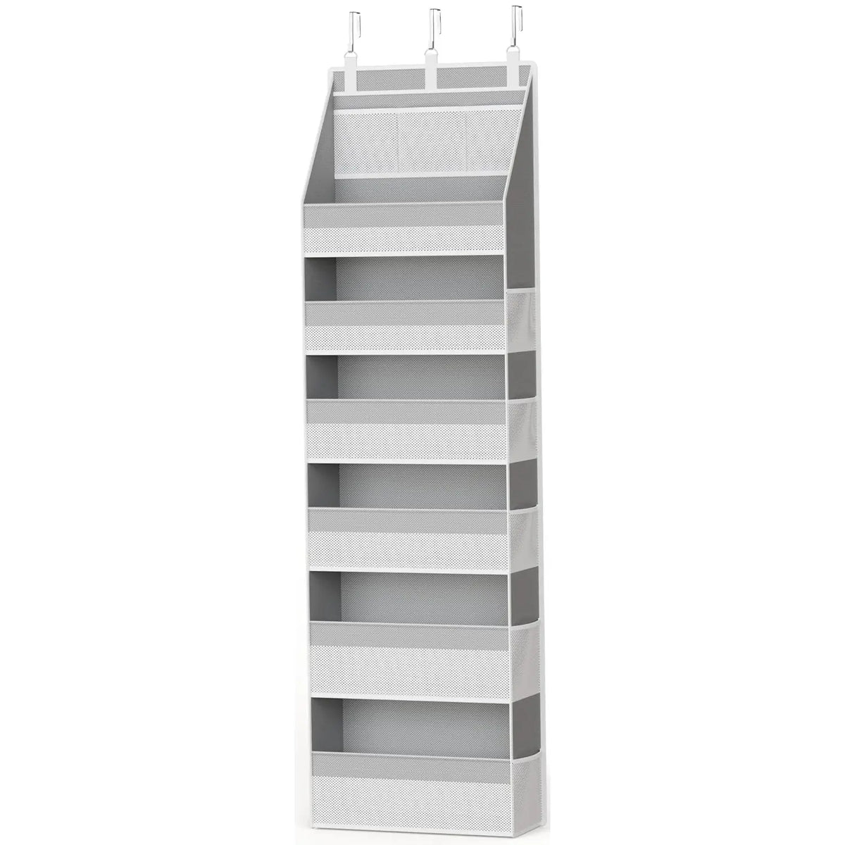 Over the Door Organizer, 6-Shelf Closet Hanging Storage with 13 Mesh Pockets, Fabric Compartments, 55lbs Capacity Behind the Door Space Saver Storage, Multi Purpose Storage for Baby Nursery, Bathroom, Bedroom, and Dorm, Organized Storage
