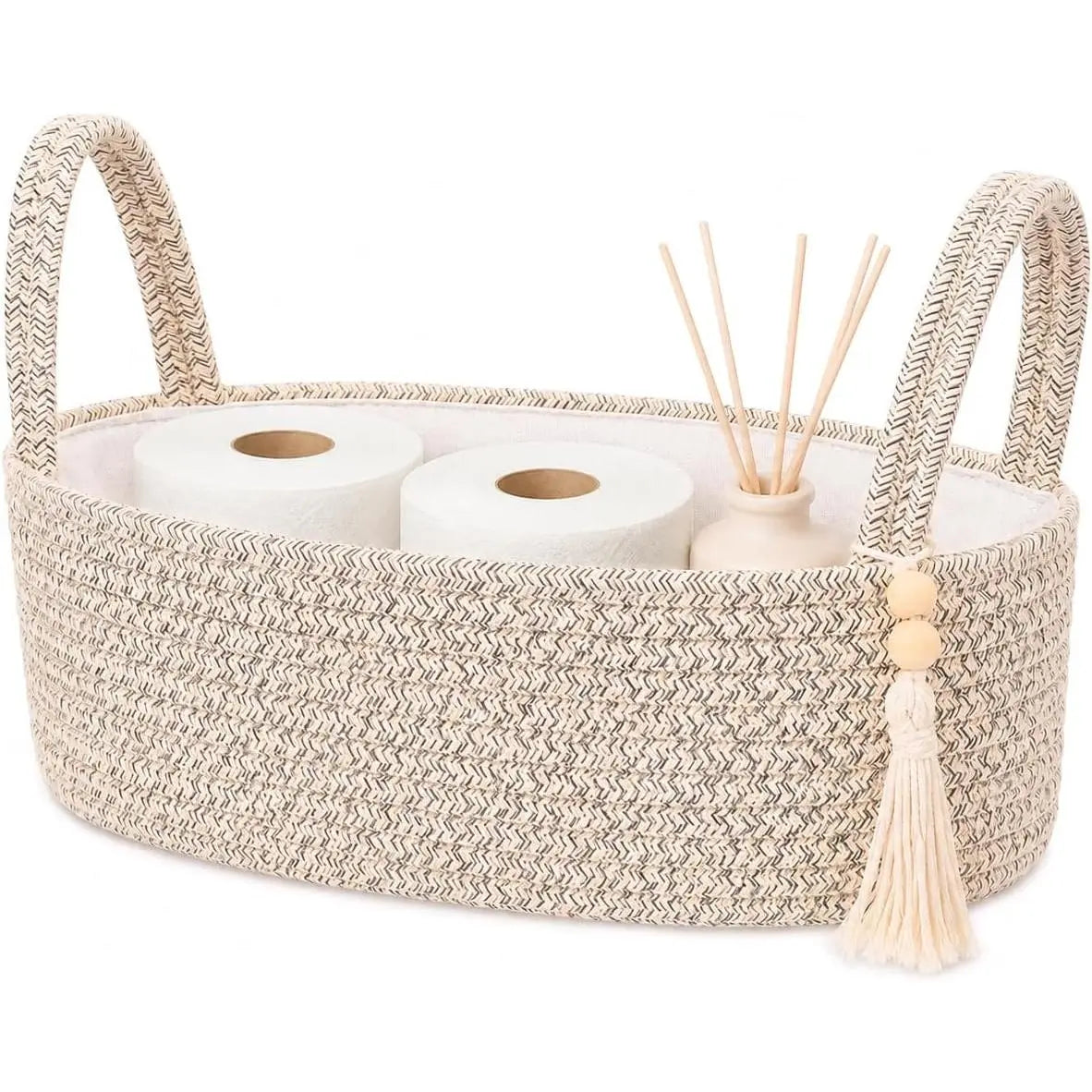 Small Storage Basket, Jute Rope Woven Toilet Paper Tray Organizer for Toilet  Top, Boho Bathroom Decor Holder for Shelf Bedroom Living Room -13x6x4 Inches