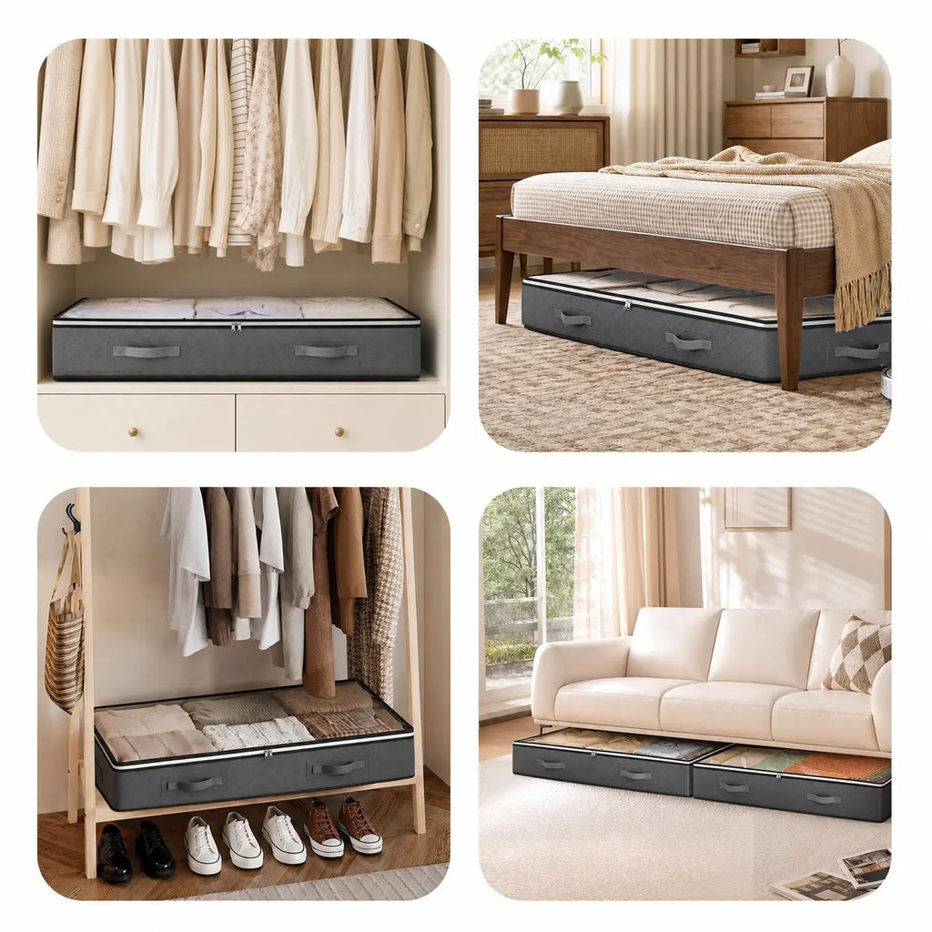 90L Under Bed Storage Containers, Foldable Closet Organizers, Storage Bins, Organizer Bags, Bedding Storage, Space Saving Bags, Fabric Storage Bag for Linen, Blankets, Clothes, Pillows, Wrapping Paper