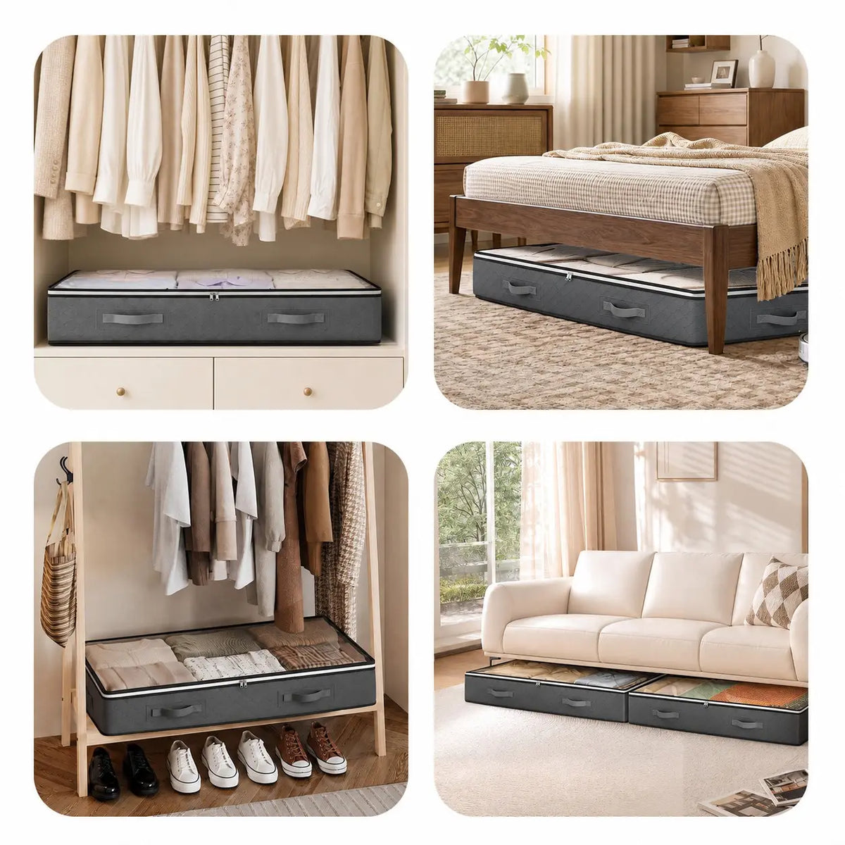 90L Under Bed Storage Containers, Foldable Closet Organizers, Storage Bins, Organizer Bags, Bedding Storage, Space Saving Bags, Fabric Storage Bag for Linen, Blankets, Clothes, Pillows, Wrapping Paper