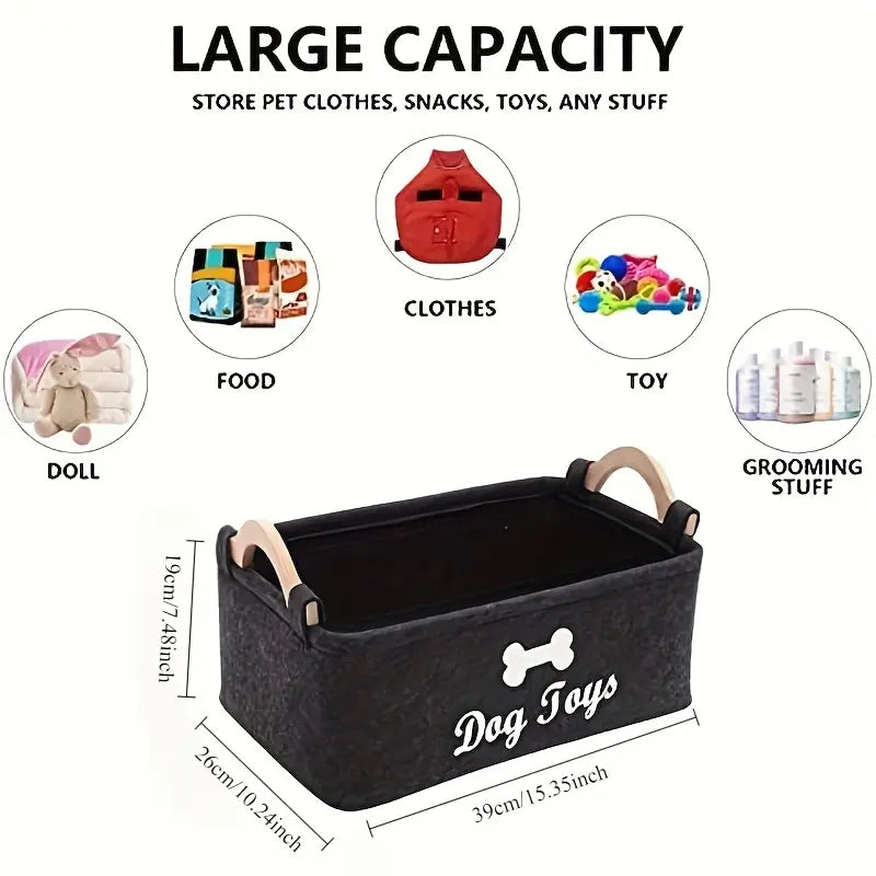 Dog Toy Basket, Specially Designed for Dog Toy Storage, Collapsible Dog Toy Box with Handle, Perfect for Storing Pet Toys and Accessories, Organiser, Foldable Storage Basket, Organizing Baskets