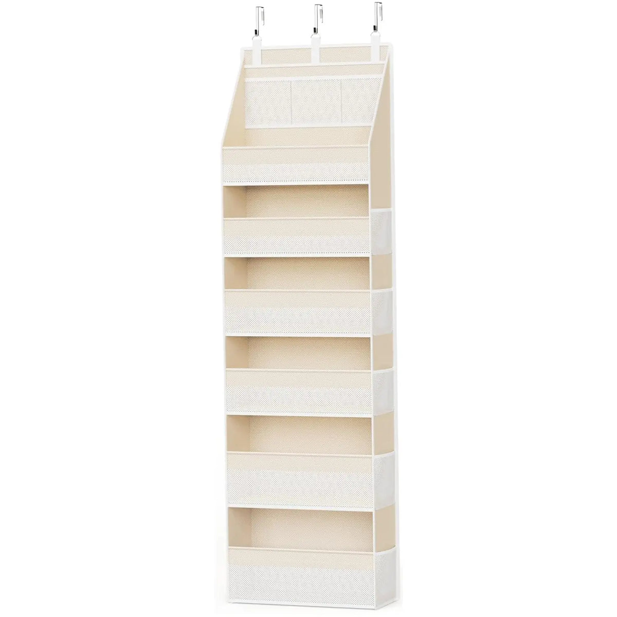 Over the Door Organizer, 6-Shelf Closet Hanging Storage with 13 Mesh Pockets, Fabric Compartments, 55lbs Capacity Behind the Door Space Saver Storage, Multi Purpose Storage for Baby Nursery, Bathroom, Bedroom, and Dorm, Organized Storage